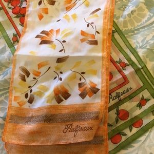 Two vintage Ralfeaux silk skinny scarves.